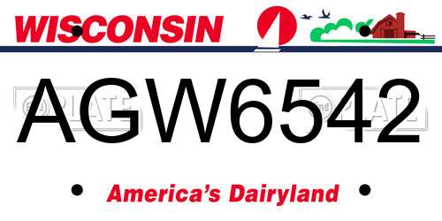 AGW6542 Wisconsin License Plate