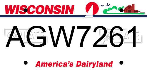 AGW7261 Wisconsin License Plate