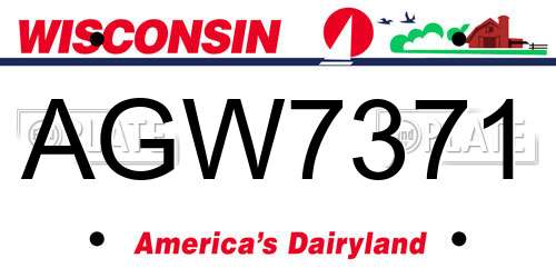 AGW7371 Wisconsin License Plate