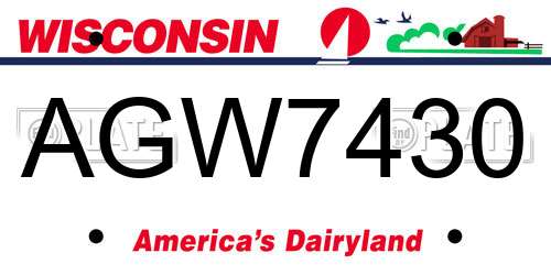 AGW7430 Wisconsin License Plate
