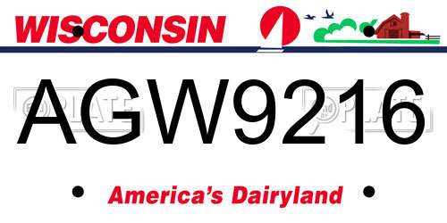 AGW9216 Wisconsin License Plate