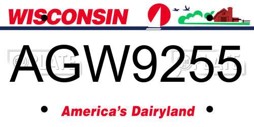 AGW9255 Wisconsin License Plate