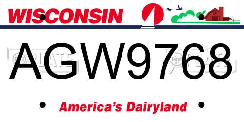 AGW9768 Wisconsin License Plate