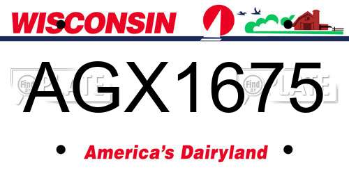 AGX1675 Wisconsin License Plate