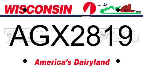 AGX2819 Wisconsin License Plate