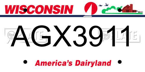 AGX3911 Wisconsin License Plate