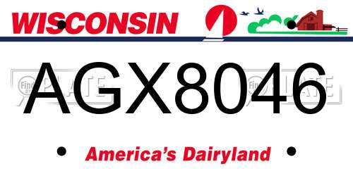 AGX8046 Wisconsin License Plate