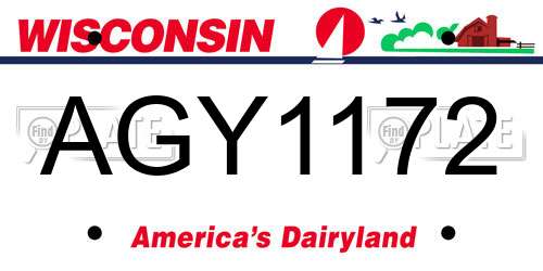 AGY1172 Wisconsin License Plate