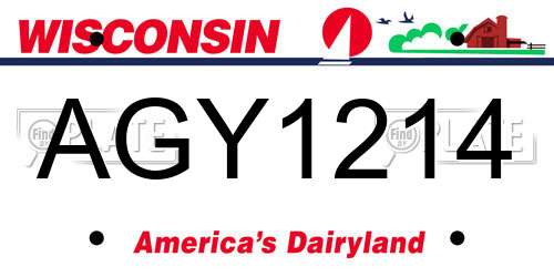 AGY1214 Wisconsin License Plate
