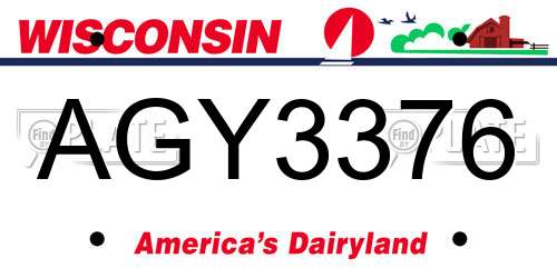 AGY3376 Wisconsin License Plate
