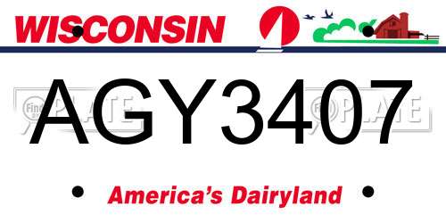 AGY3407 Wisconsin License Plate
