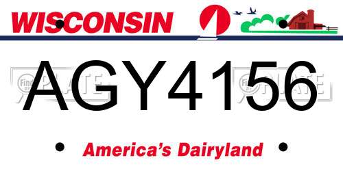 AGY4156 Wisconsin License Plate