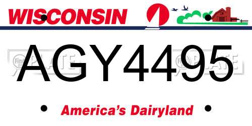 AGY4495 Wisconsin License Plate