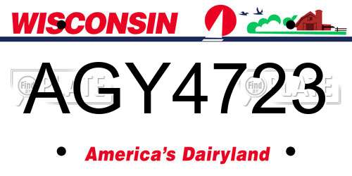 AGY4723 Wisconsin License Plate