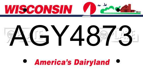 AGY4873 Wisconsin License Plate