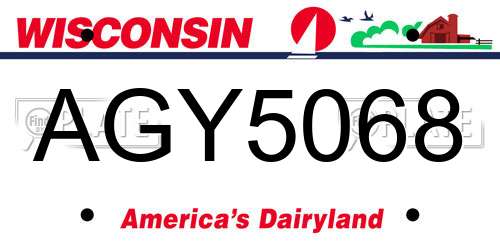 AGY5068 Wisconsin License Plate