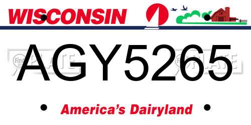 AGY5265 Wisconsin License Plate