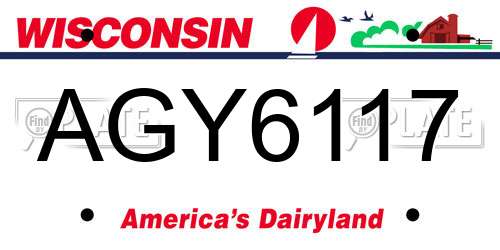 AGY6117 Wisconsin License Plate
