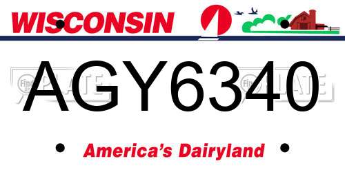 AGY6340 Wisconsin License Plate