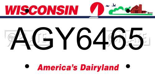 AGY6465 Wisconsin License Plate