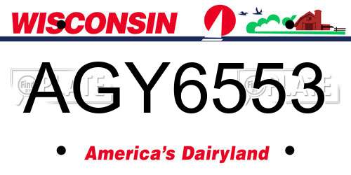 AGY6553 Wisconsin License Plate