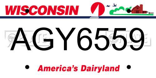 AGY6559 Wisconsin License Plate