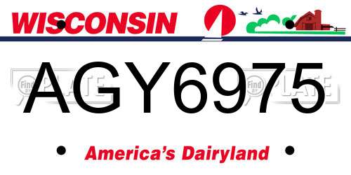 AGY6975 Wisconsin License Plate