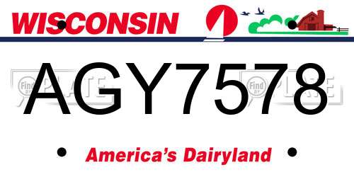 AGY7578 Wisconsin License Plate