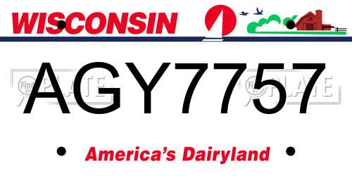 AGY7757 Wisconsin License Plate