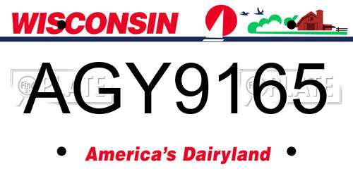 AGY9165 Wisconsin License Plate