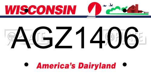 AGZ1406 Wisconsin License Plate