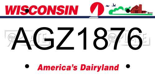 AGZ1876 Wisconsin License Plate