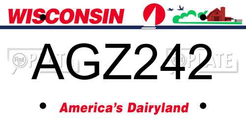 AGZ242 Wisconsin License Plate
