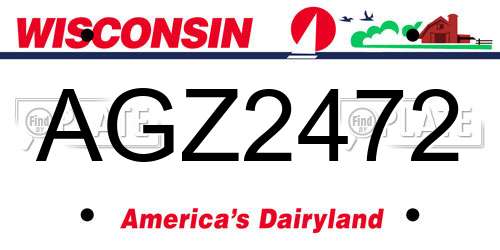 AGZ2472 Wisconsin License Plate