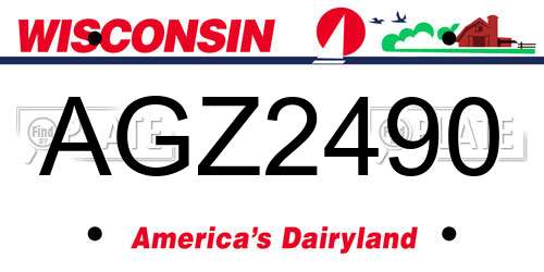 AGZ2490 Wisconsin License Plate