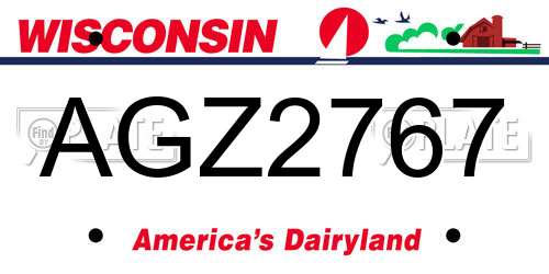 AGZ2767 Wisconsin License Plate