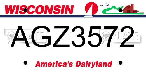 AGZ3572 Wisconsin License Plate