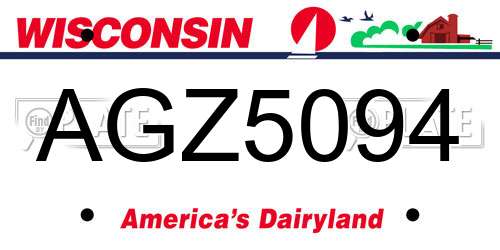 AGZ5094 Wisconsin License Plate