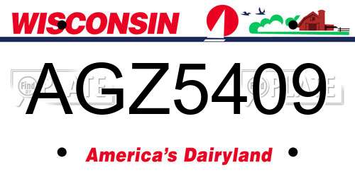 AGZ5409 Wisconsin License Plate