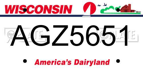 AGZ5651 Wisconsin License Plate