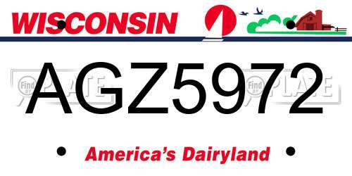AGZ5972 Wisconsin License Plate