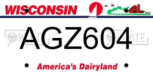 AGZ604 Wisconsin License Plate