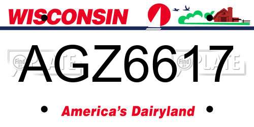 AGZ6617 Wisconsin License Plate