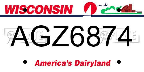 AGZ6874 Wisconsin License Plate