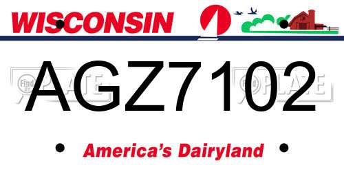 AGZ7102 Wisconsin License Plate
