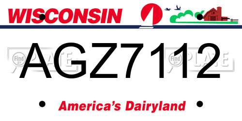 AGZ7112 Wisconsin License Plate
