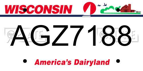 AGZ7188 Wisconsin License Plate