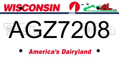 AGZ7208 Wisconsin License Plate