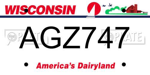 AGZ747 Wisconsin License Plate