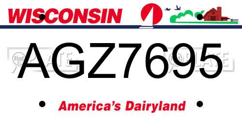 AGZ7695 Wisconsin License Plate
